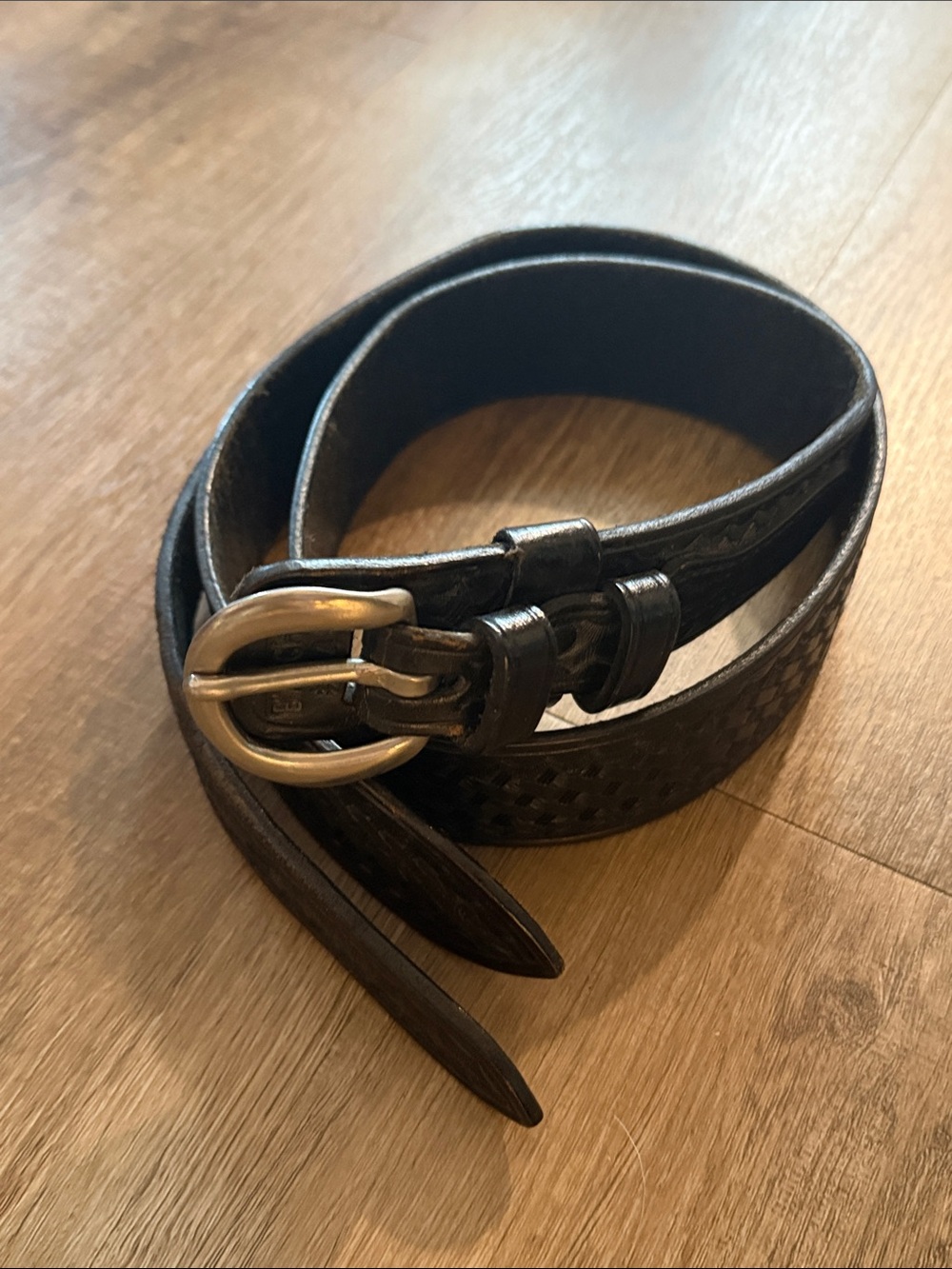 Bianchi Ranger Belt Black Leather Brass Buckle 36